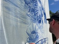 WIP-leonkeer-mural-3d-streetart-lalouviere-Delftsblauw-delftblue-fragile-porcelain-ceramic