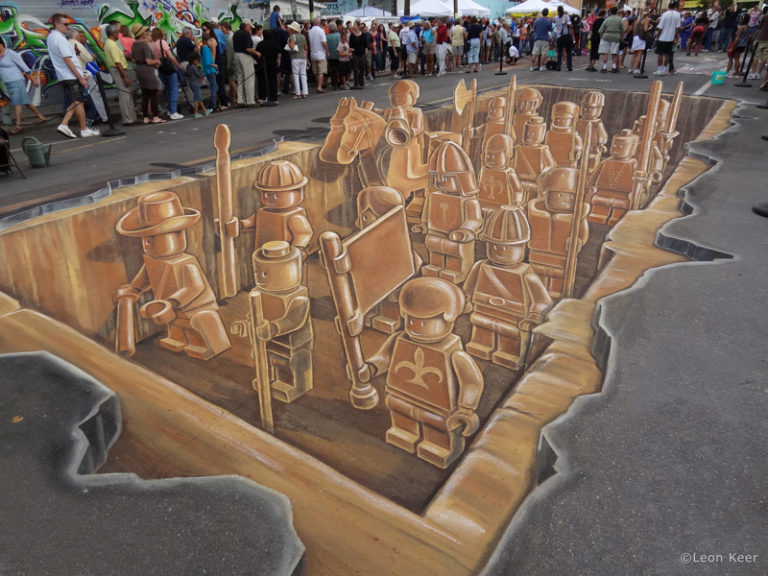 3D streetpainting - 3D streetpainting XL - Anamorphic painting - 3d Street Art - Terracotta Army - Lego