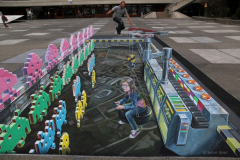 3D street art Space Invaders
