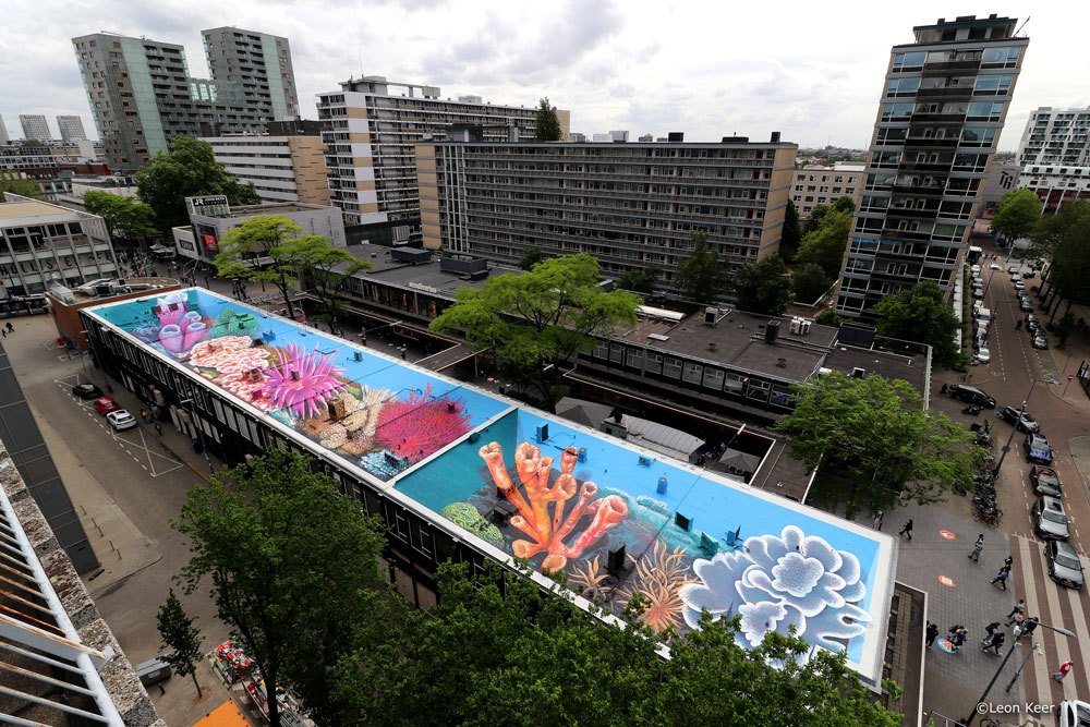 LeonKeer-dakendagen-rooftopwalk-rotterdam-straatkunst-3dstreetart-straattekening-dakschildering