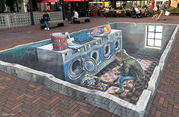 3D street painting Leon Keer Pieter de Hooch Delft
