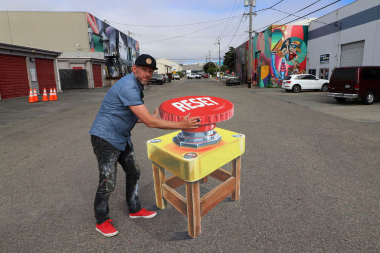 Time to reset 3d streetart by Leon Keer