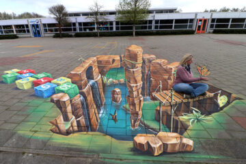 3D streetart leon keer AR Tilburg