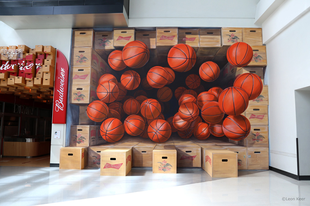 3D mural by Leon Keer Staples Center Budweiser LA